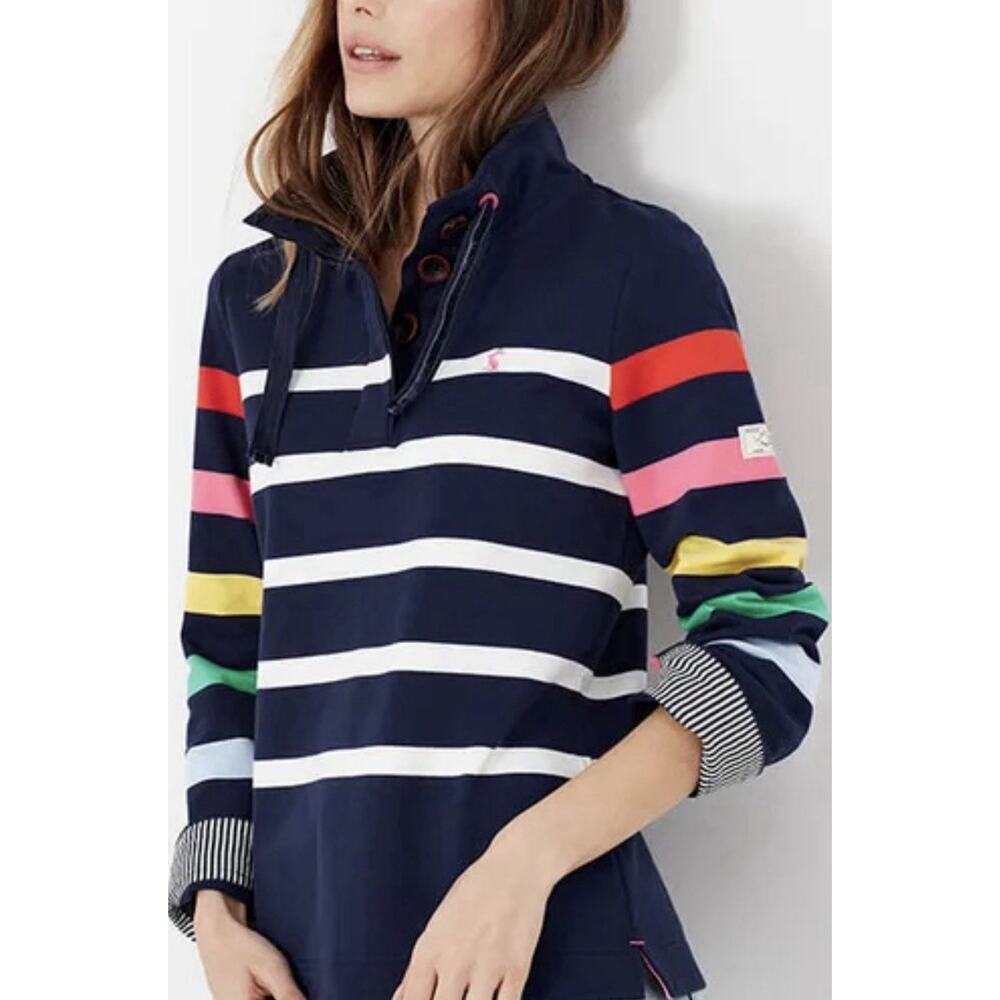 Joules Saunton Sweatshirt Womens XL Blue Multi-Striped Nautical Coastal Preppy - Picture 3 of 14